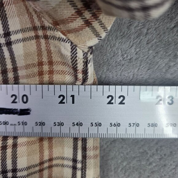 Mens Abercrombie & Fitch Beige Brown Plaid Shirt Button Up Long Sleeve Cotton M - Picture 5 of 7